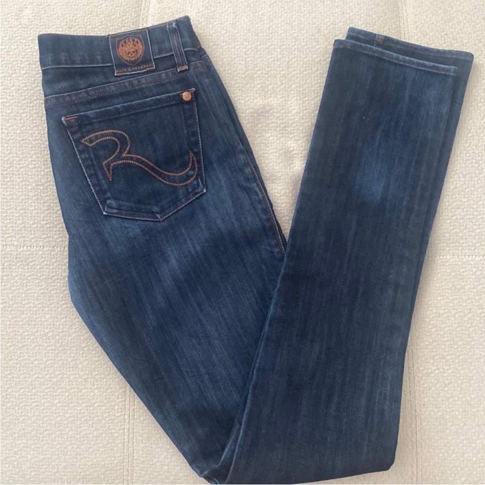 Rock & Republic Blue Skinny Jeans with Faded Details